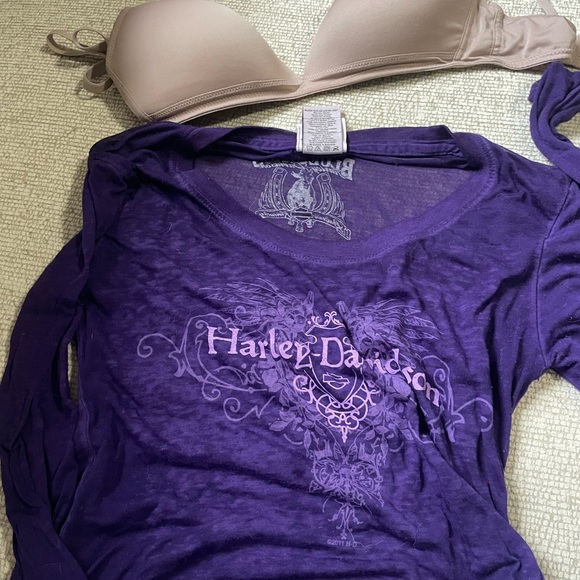 Lightweight sheer Purple long sleeve Harley Davidson shirt - Picture 6 of 8